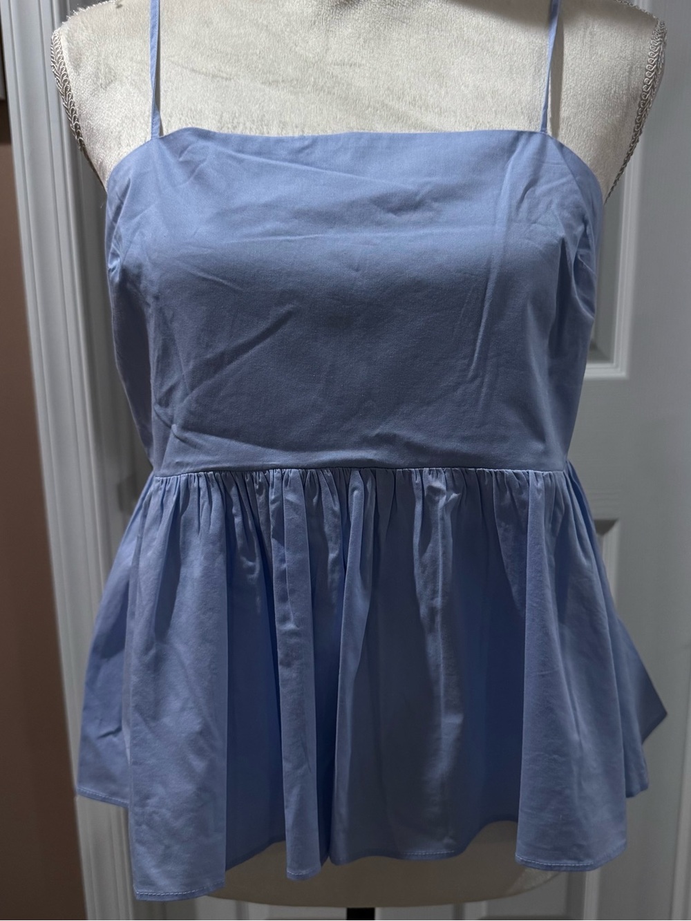 Express Light Blue Spaghetti Strap Peplum Cami